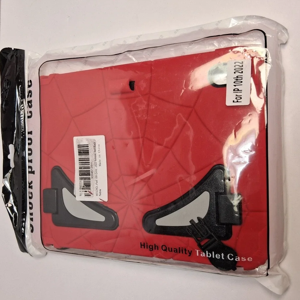 WESOROL iPad 10th Gen 10.9 Inch 2022 Kids Case Stand Red Black Spider Web Style